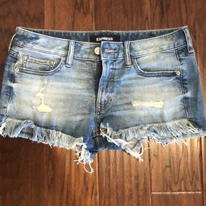Express Distressed Cut Off Denim Shorts